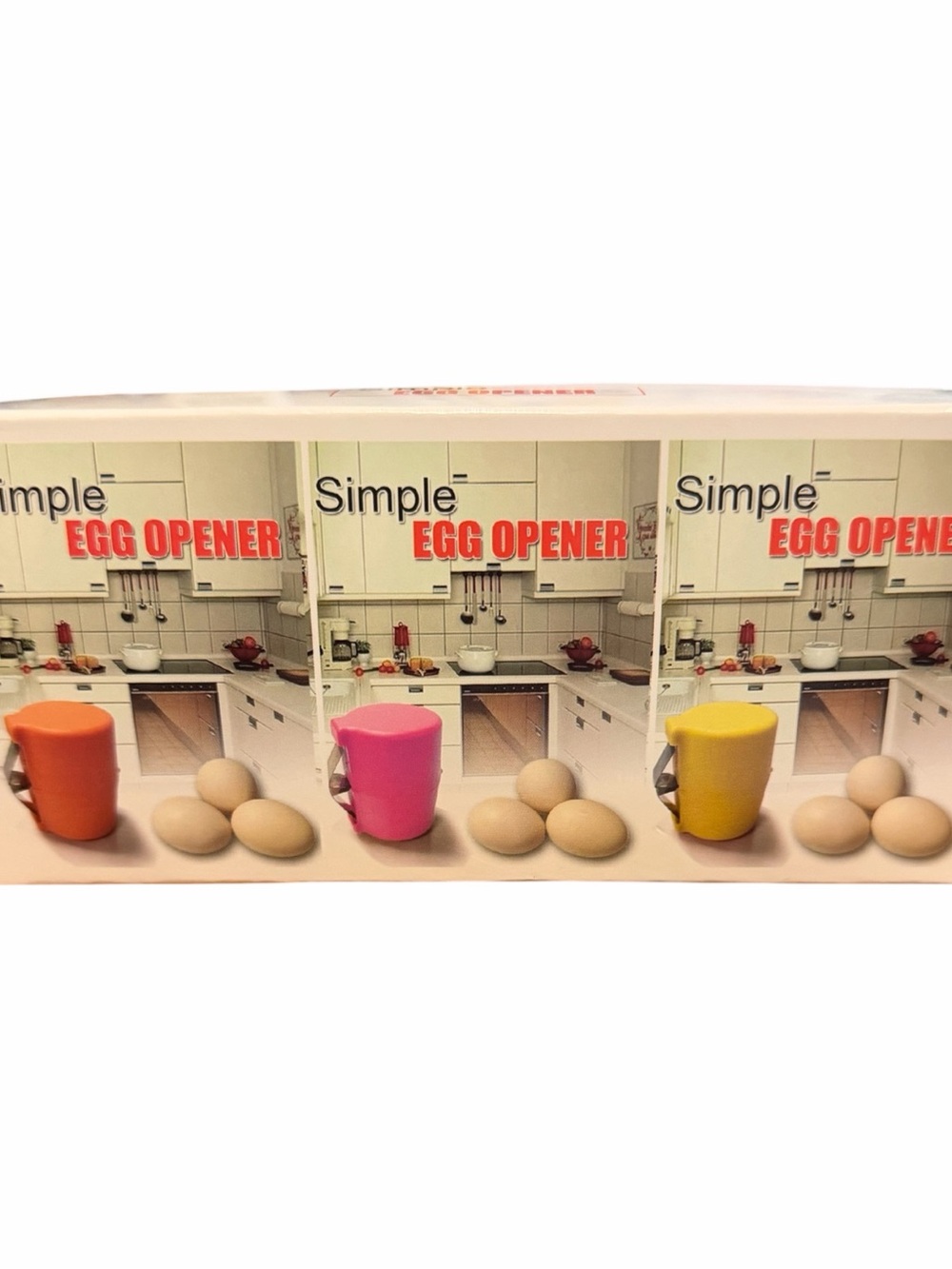 3 pack - Simple Egg Opener Set in Orange, Black, Yellow - NEW